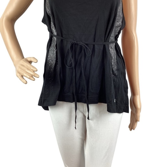 True Religion Black Metallic Trim Tank Top Size S Split Back - Picture 3 of 7